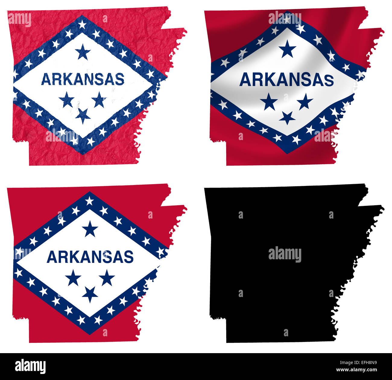 Noi Arkansas state flag su mappa Foto Stock