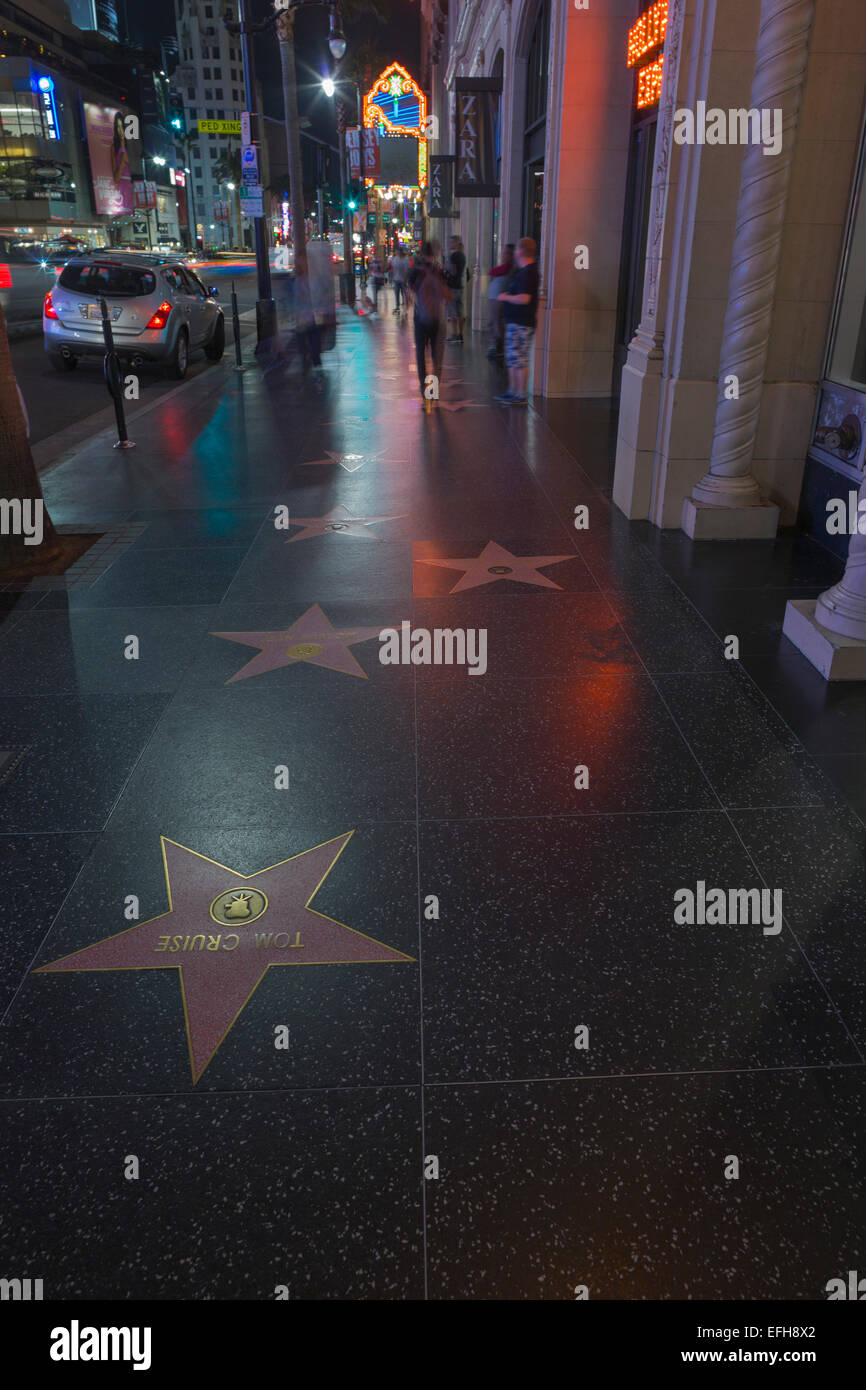 Ottone intarsiato stelle Hollywood Walk of Fame di Hollywood Boulevard Los Angeles California USA Foto Stock