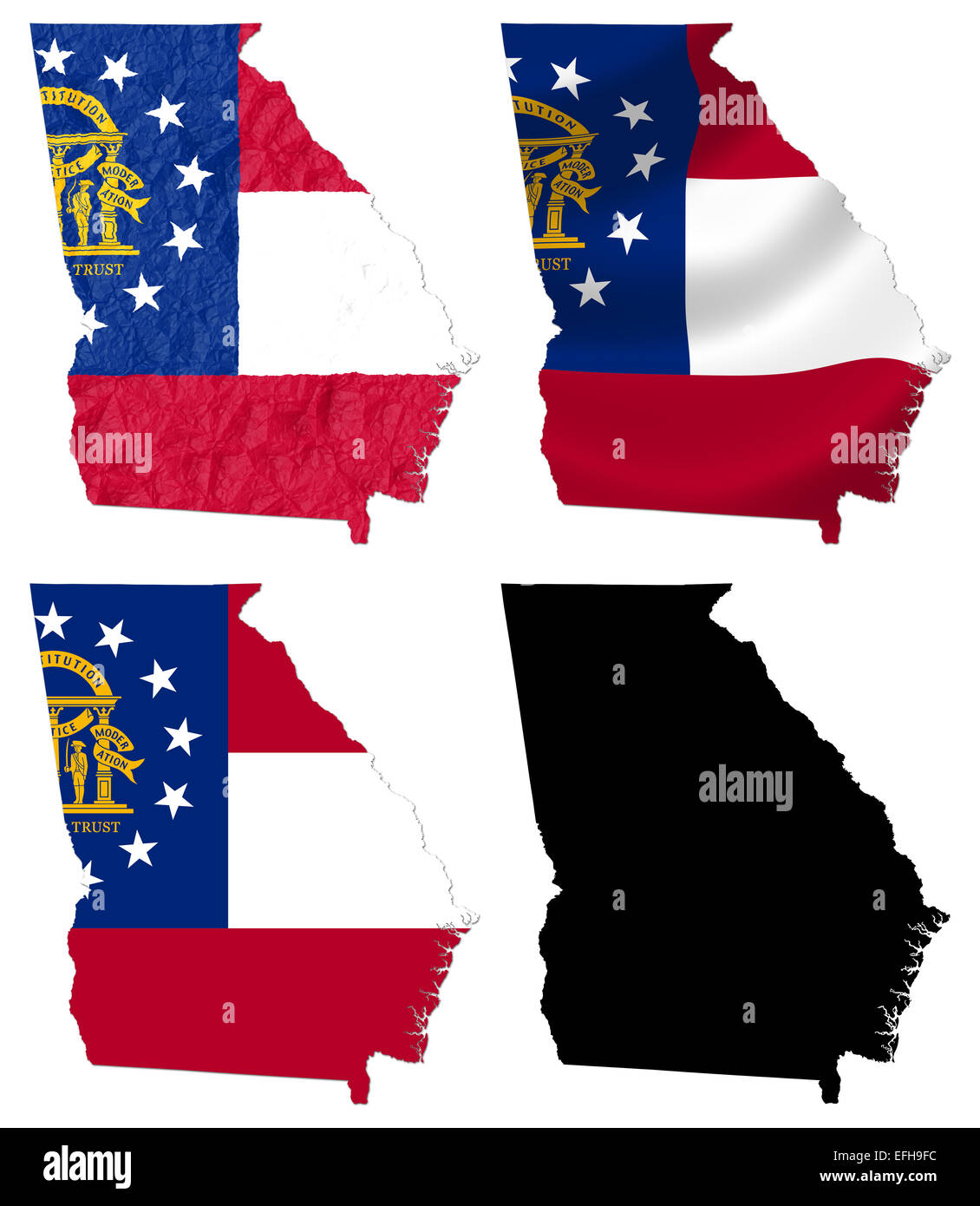Noi Georgia state flag su mappa Foto Stock