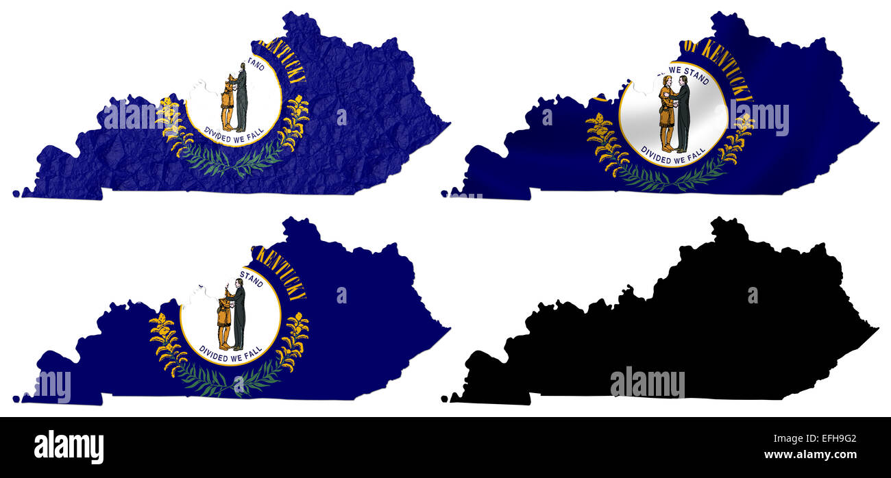 Noi Kentucky state flag su mappa collage Foto Stock