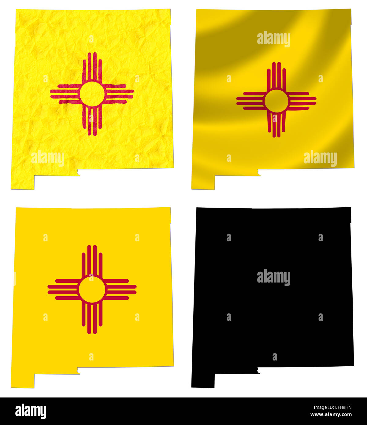 Noi Nuovo Messico bandiera di stato sulla mappa Foto Stock