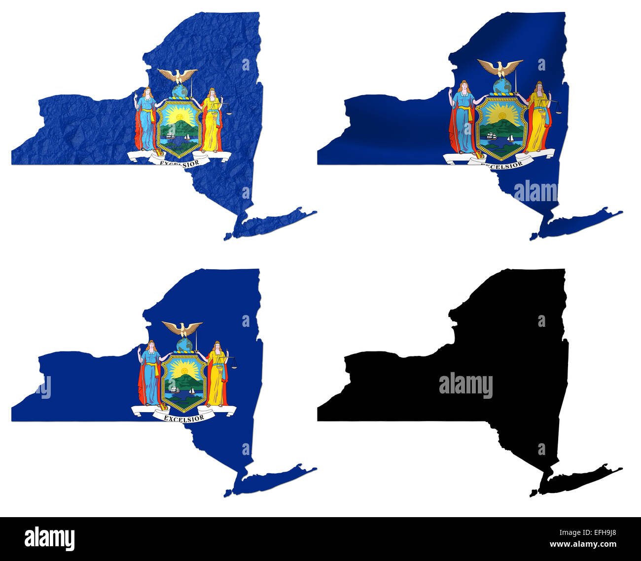 Noi lo stato di New York bandiera su mappa Foto Stock