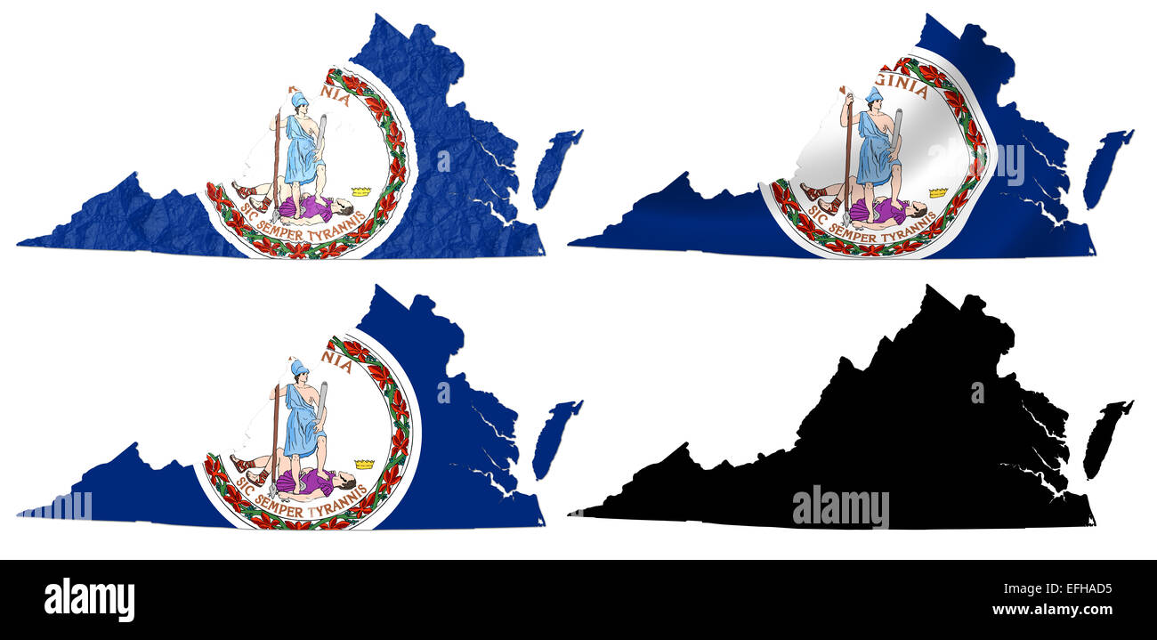 Noi Virginia bandiera di stato sulla mappa collage Foto Stock
