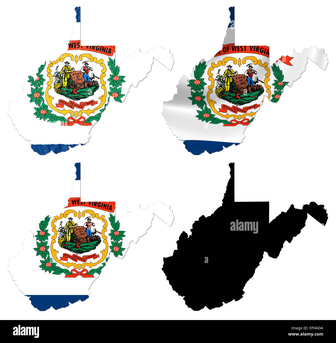 US West Virginia bandiera di stato sulla mappa Foto Stock