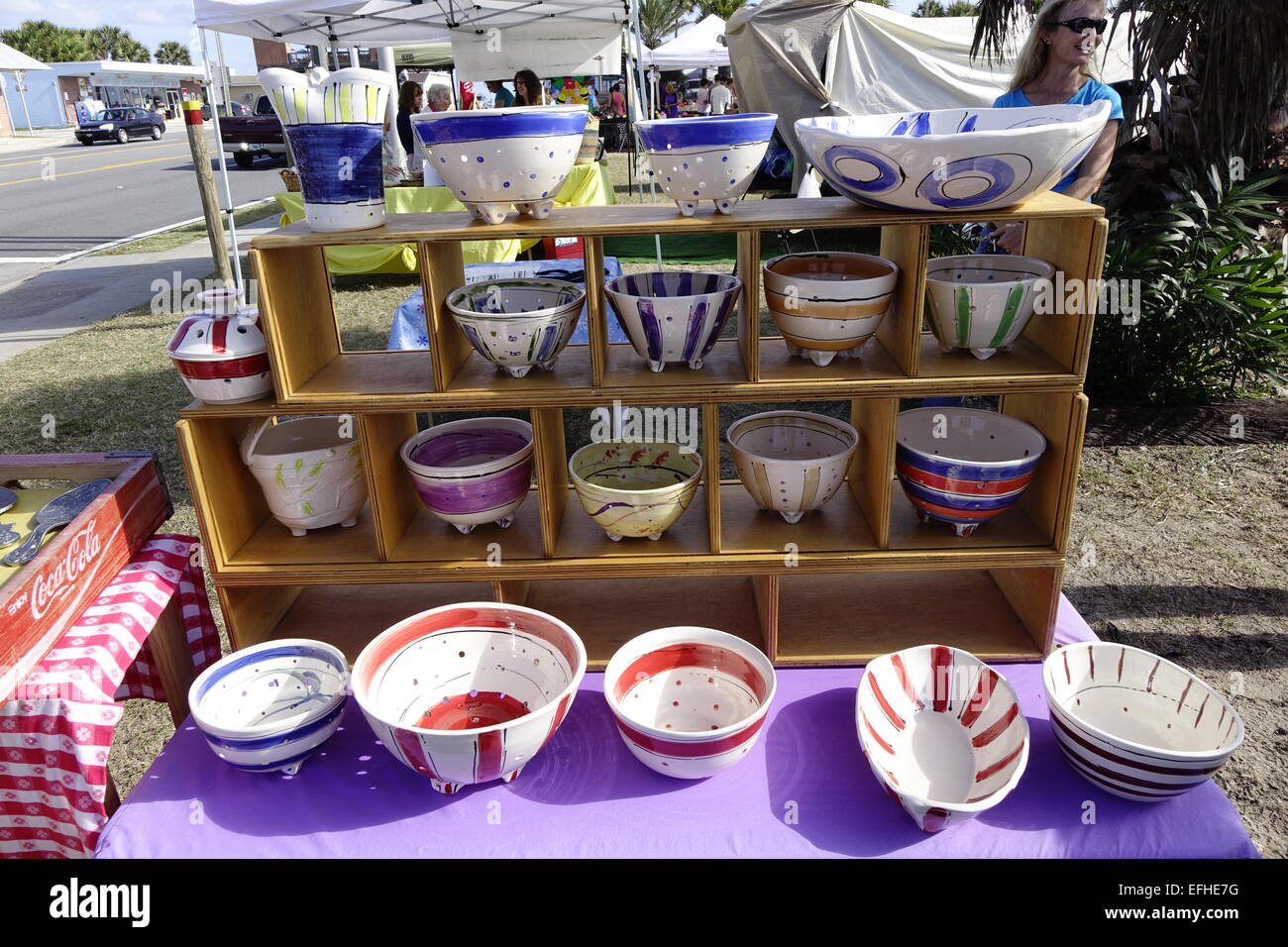 Display di ceramiche a Flagler Beach arte e artigianato Festival, Dicembre 2014 Foto Stock