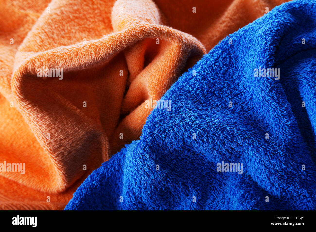 Blu scuro e arancione tessuto con fibre di uno sfondo Foto Stock