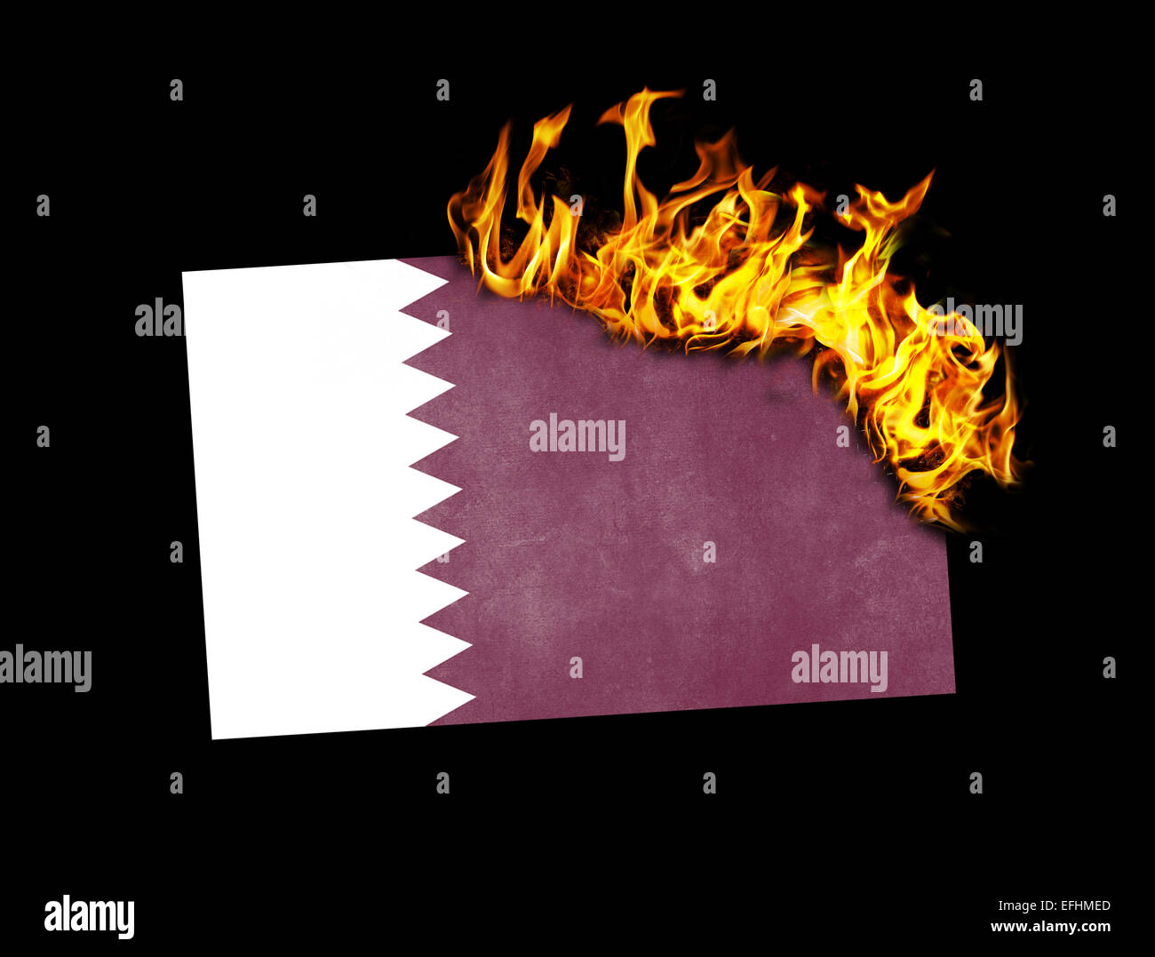 Masterizzazione di bandiera - concetto di guerra o di crisi - Qatar Foto Stock
