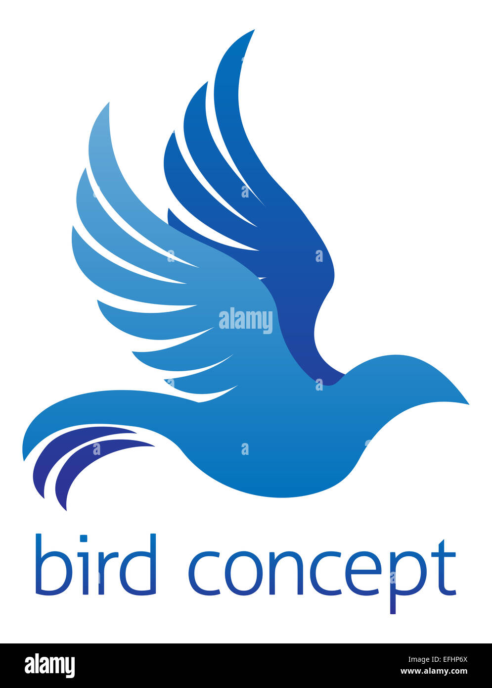 Una illustrazione astratta di un uccello blu o colomba concept design Foto Stock