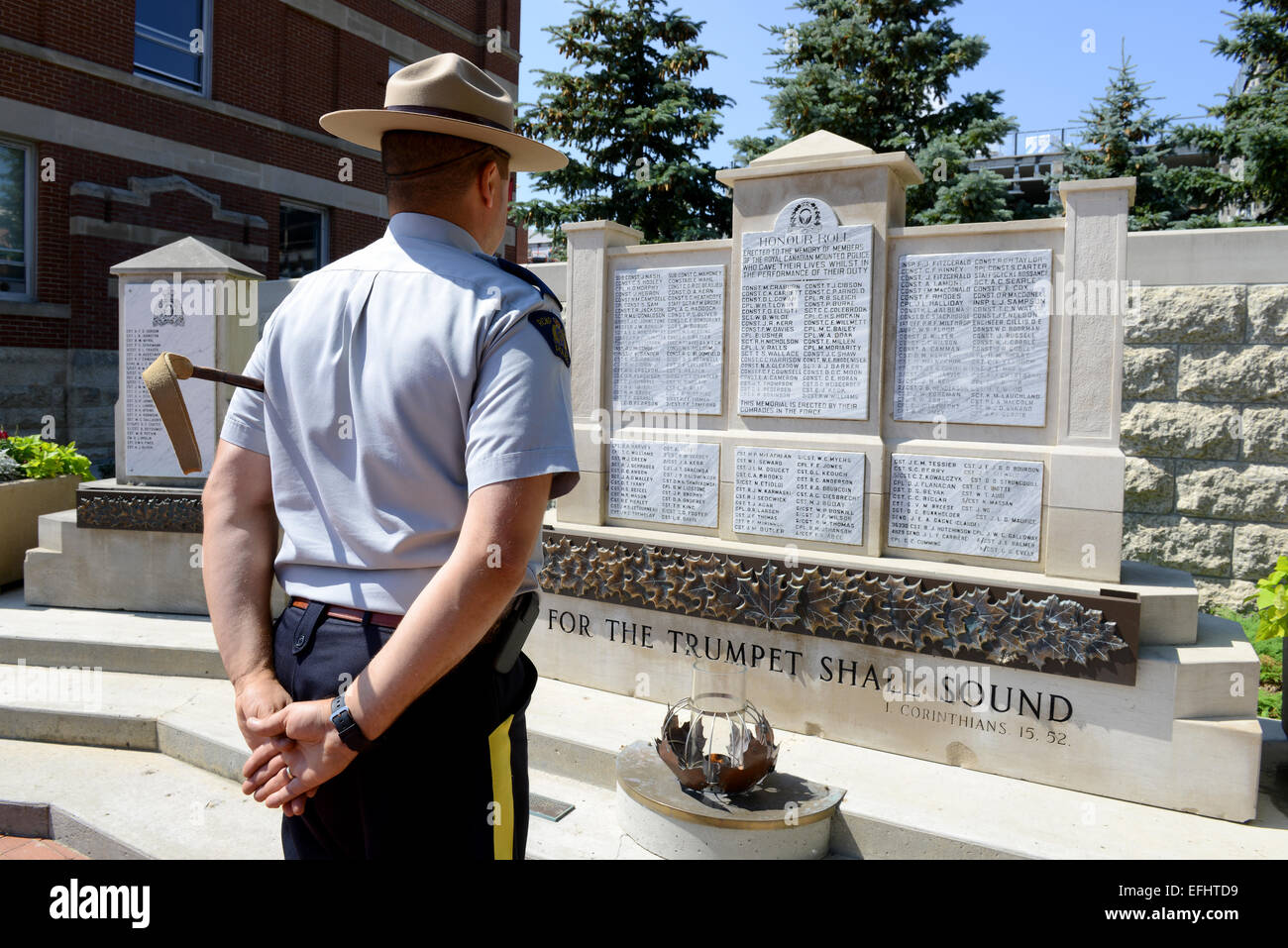 Memoriale di polizia che morì il dovere, Royal Canadian polizia montata Depot, RCMP training academy di Regina, Saskatchewan, Canada Foto Stock