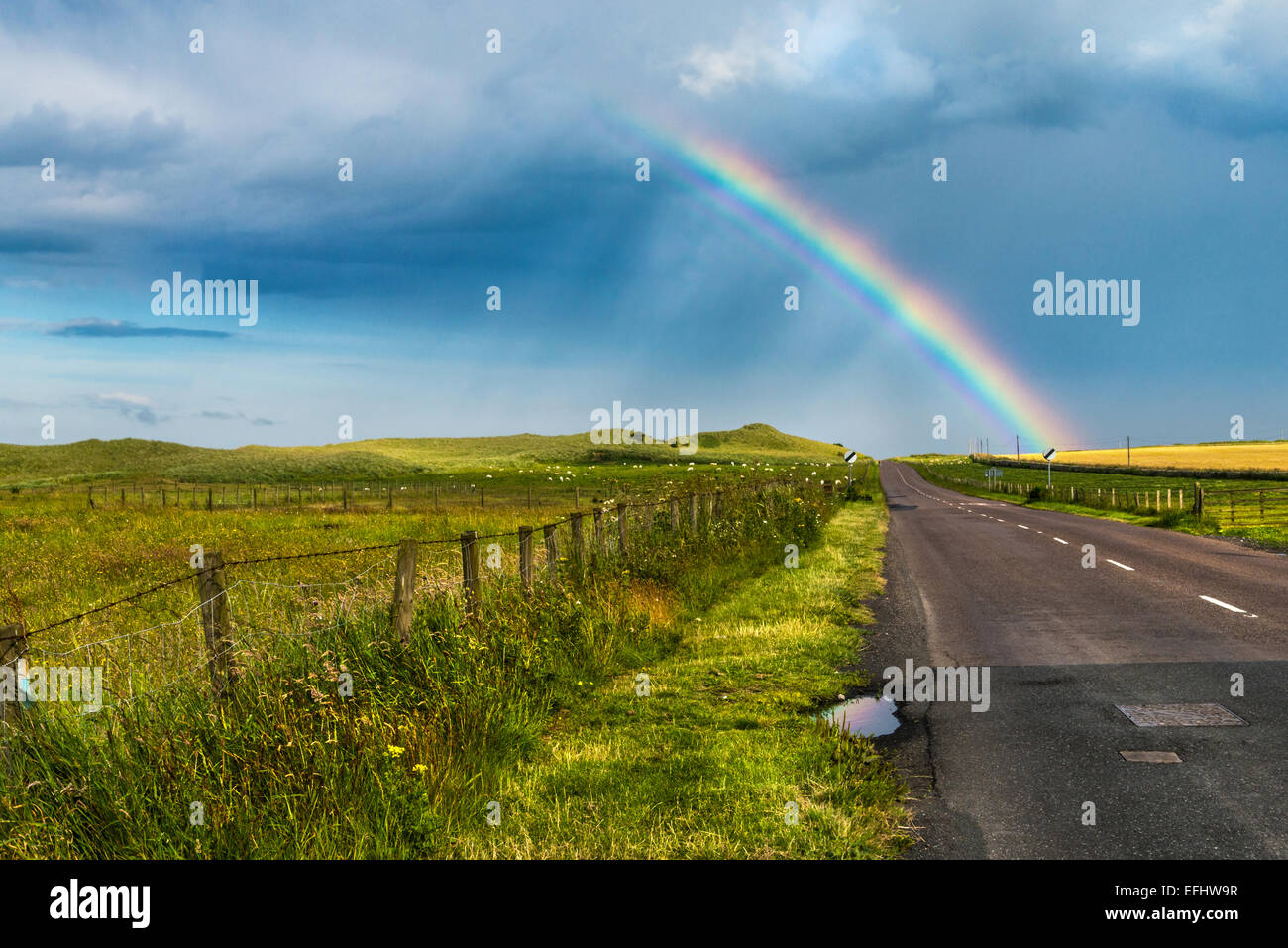 Bamburgh Rainbow Foto Stock