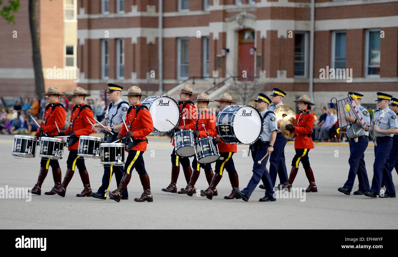 Marching Band, Royal Canadian polizia montata Depot, RCMP training academy di Regina, Saskatchewan, Canada Foto Stock