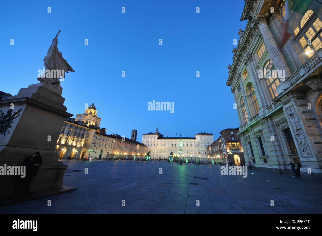 Piazza Castello nella luce della sera, Torino, Piemonte, Italia Foto Stock