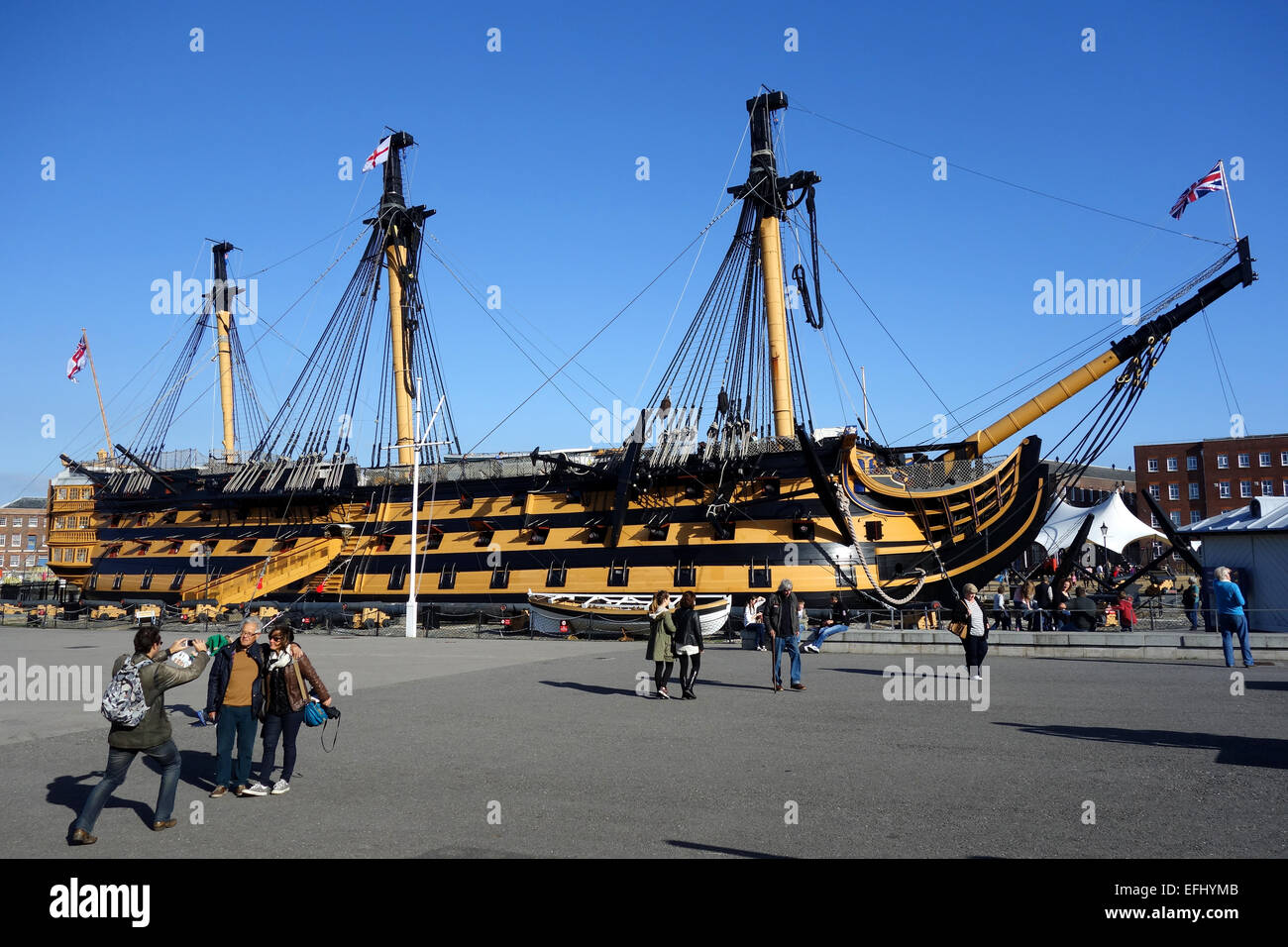 HMS Victory, Portsmouth Historic Dockyard, Hampshire, Inghilterra, Regno Unito Foto Stock