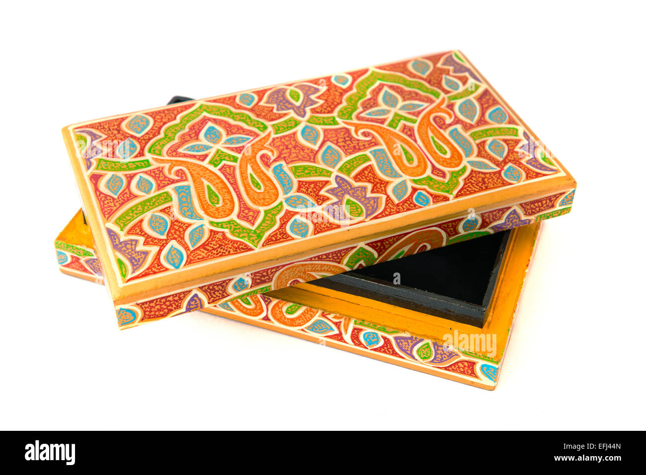 Laccato indiano scatola rettangolare per il gioiello Foto Stock