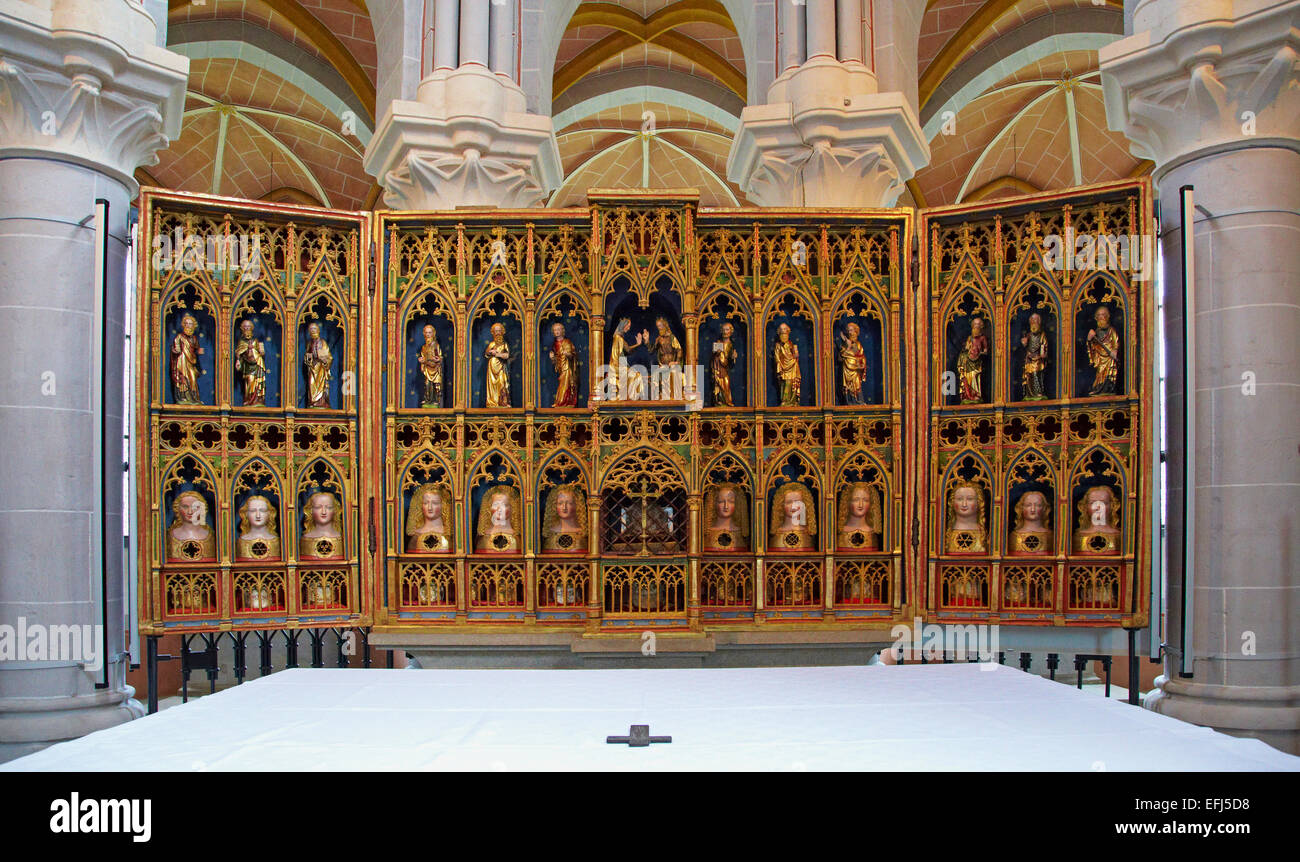 Altare in Abtei Marienstatt, del XIII secolo, Nistertal, Streithausen, Westerwald, Renania-Palatinato, Germania, Europa Foto Stock
