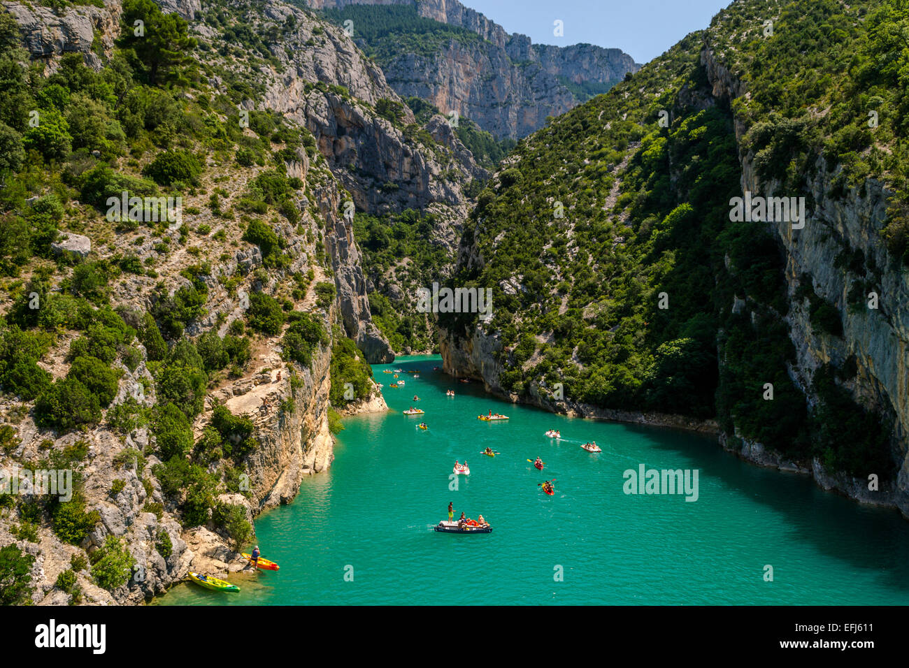 Kayakers nelle gole del Verdon, Francia. Foto Stock