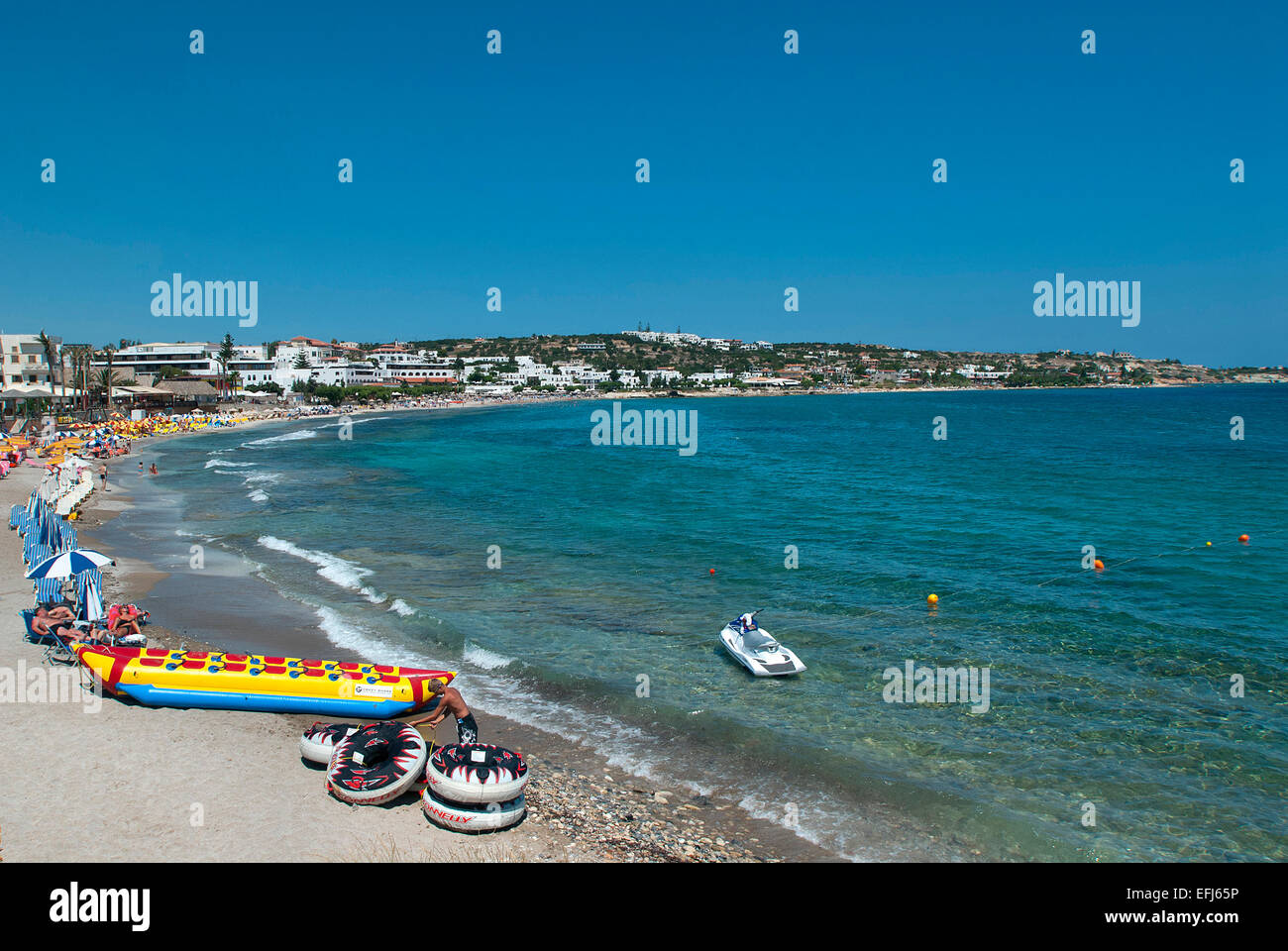 Hersonissos Beach, Creta, Grecia Foto Stock