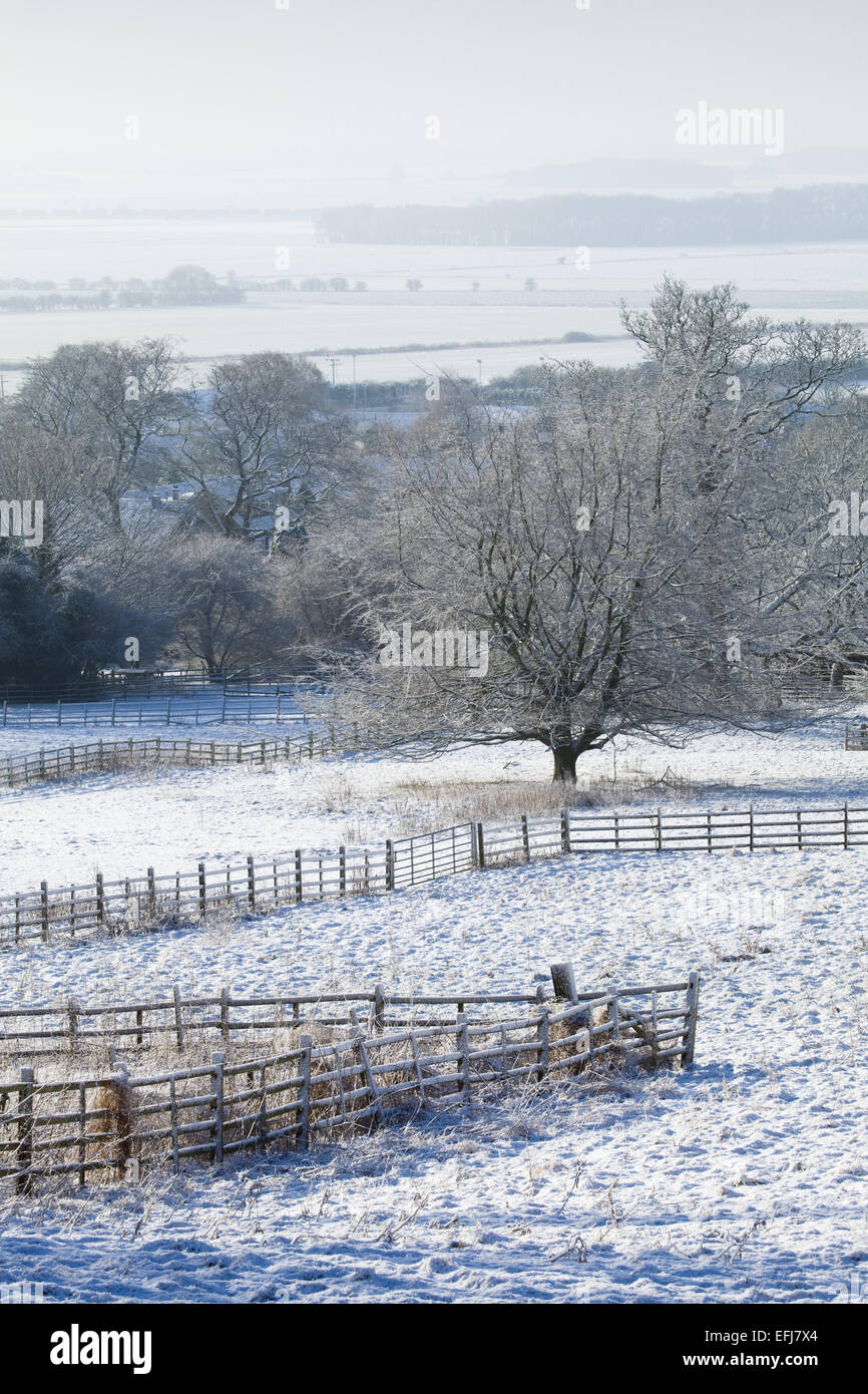 Worlaby village e la valle Ancholme, North Lincolnshire, Regno Unito. 3 febbraio 2015. Foto Stock