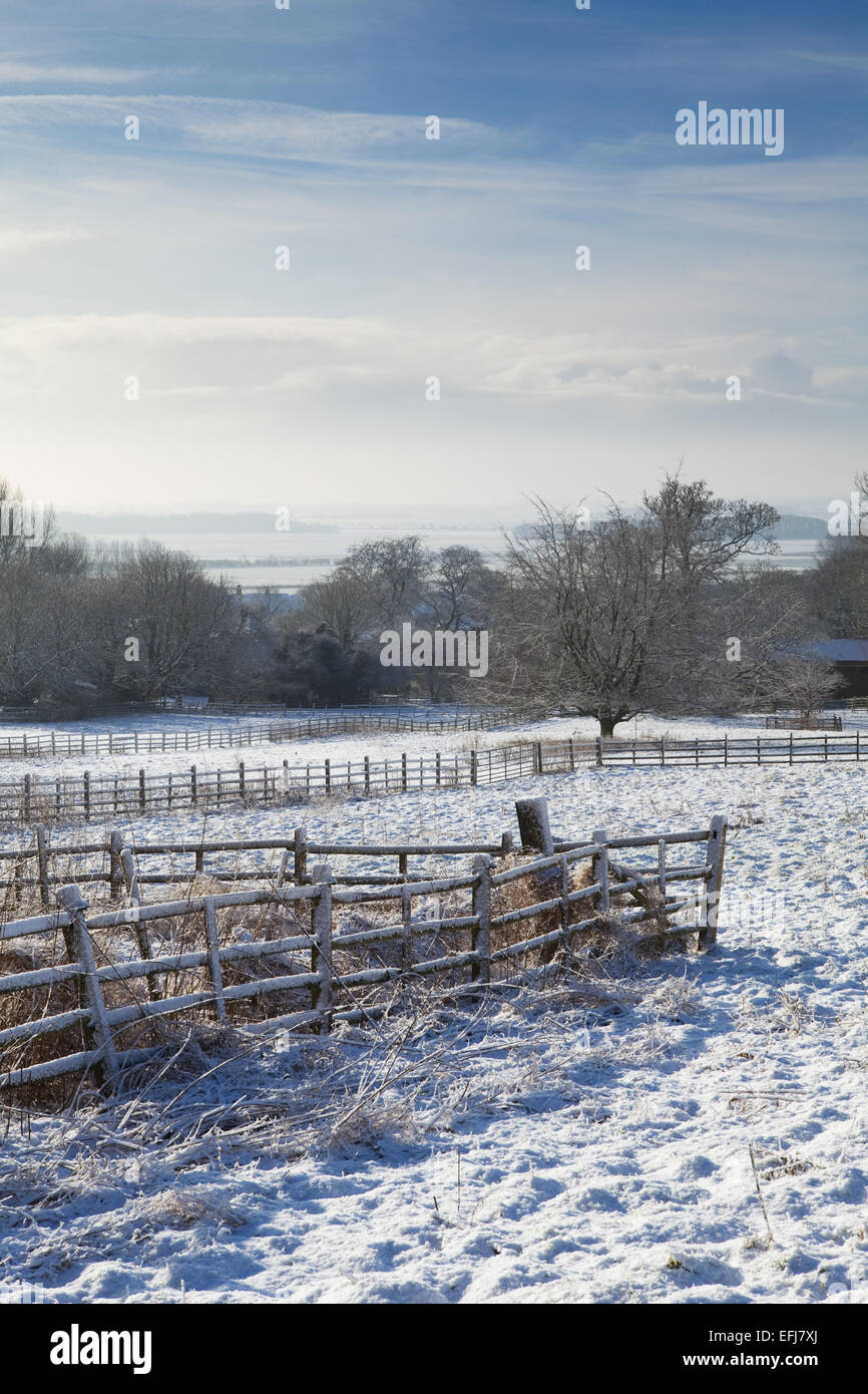 Worlaby village e la valle Ancholme, North Lincolnshire, Regno Unito. 3 febbraio 2015. Foto Stock