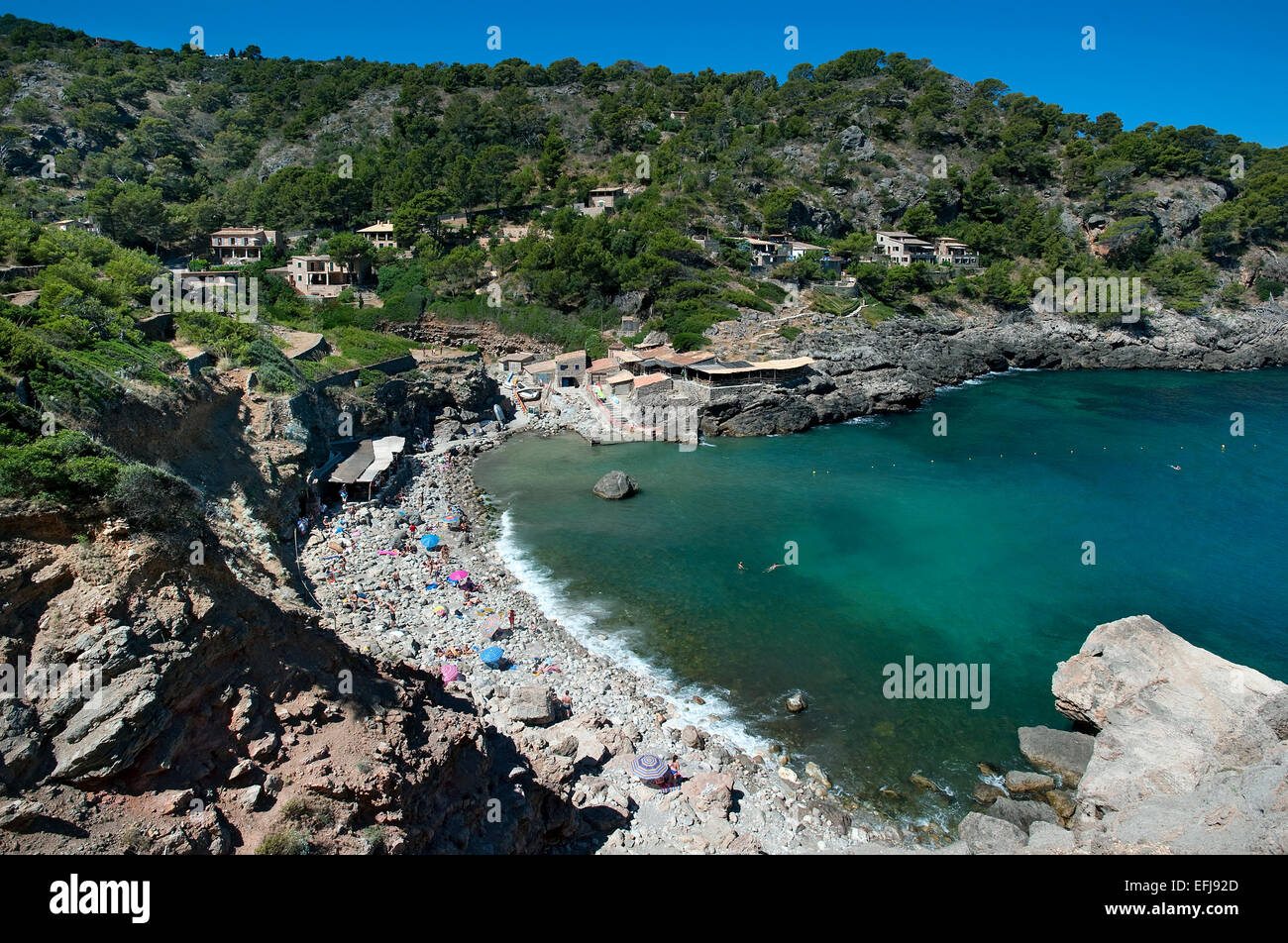 Spiaggia, Deia, Maiorca, Baleari, Spagna Foto Stock