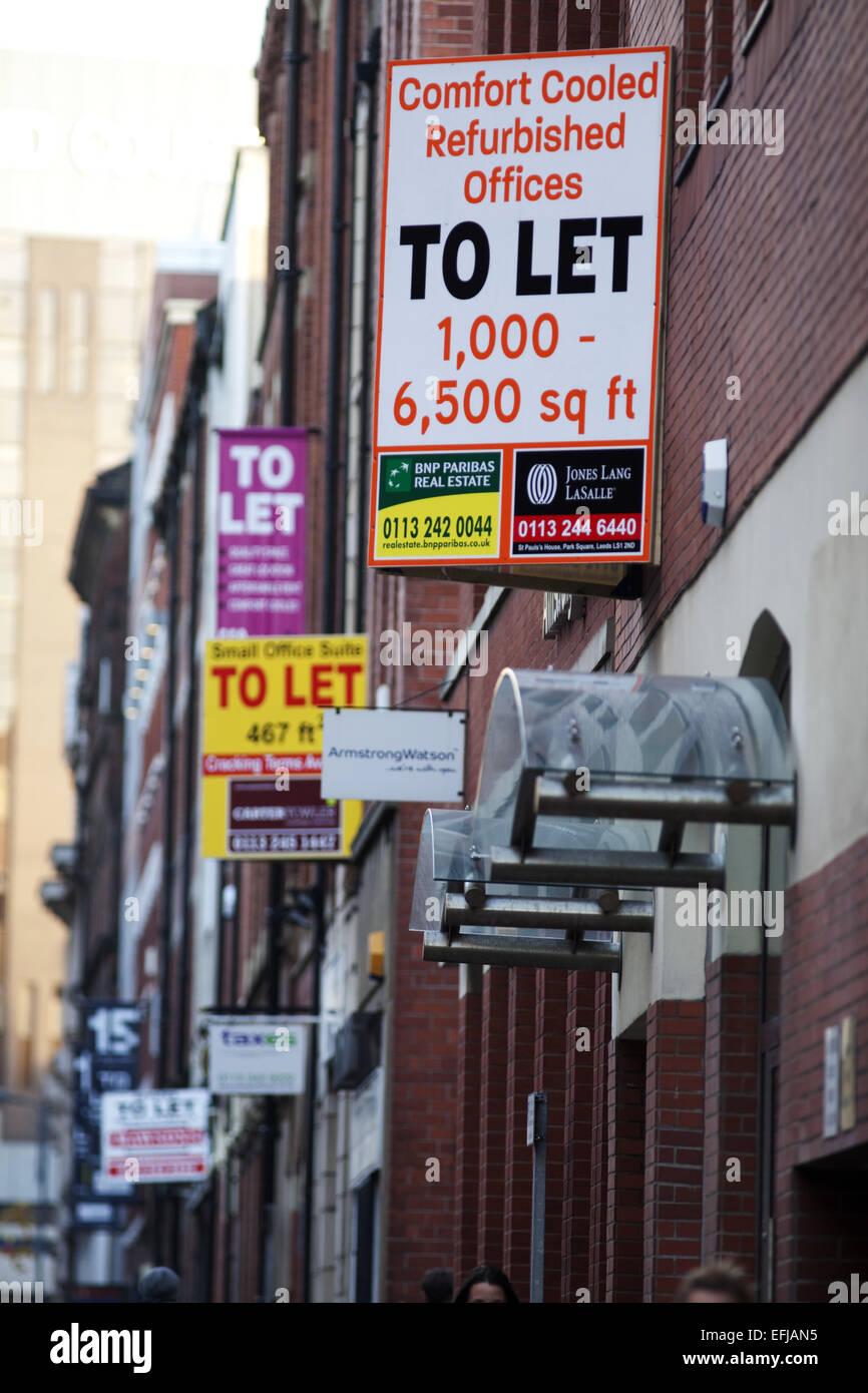 Leeds proprietà commerciale di lasciare segni Foto Stock