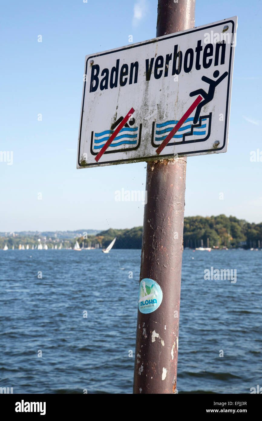 Mare spiaggia al lago Baldeneysee in Essen, ex lido, 65000 mq di area ricreativa con una spiaggia sabbiosa, fiume Ruhr, Essen, Germania, Foto Stock