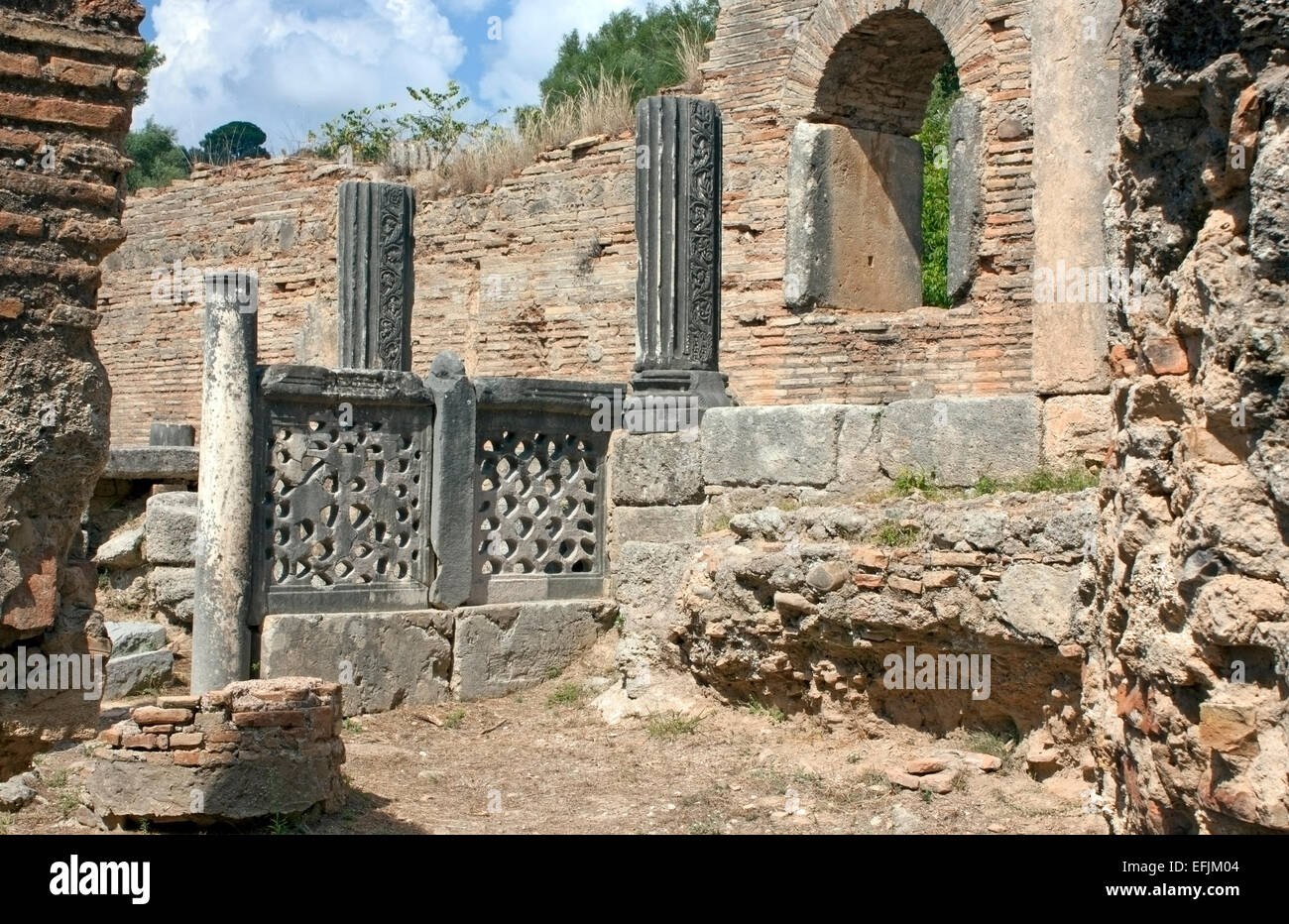 Il workshop di Pheidas (o Fidia) forse il più grande scultore della Grecia antica, nell'antico complesso Olympia, Grecia Foto Stock