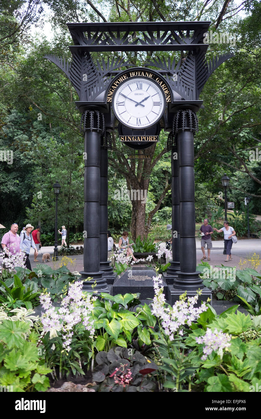 Singapore Botanic Gardens. Gigantesco orologio. Foto Stock