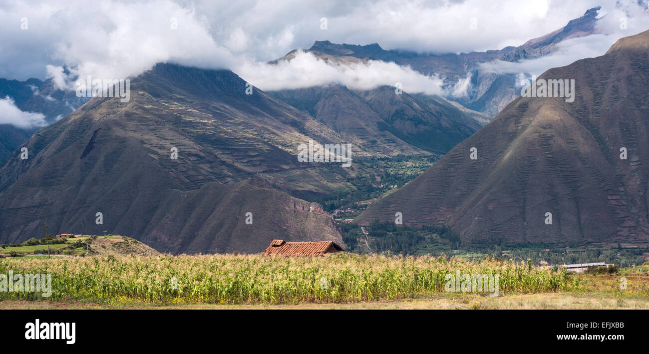 La Valle Sacra Urubamba in Perù, Ande, sulla strada da Cuzco di Abancay Foto Stock