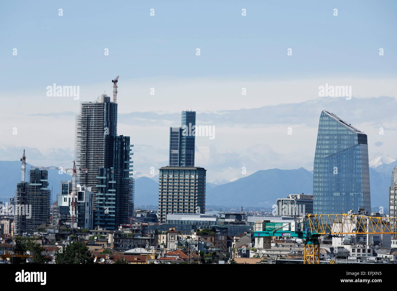 Paesaggio con grattacieli, Milano, Lombardia, Italia Foto Stock