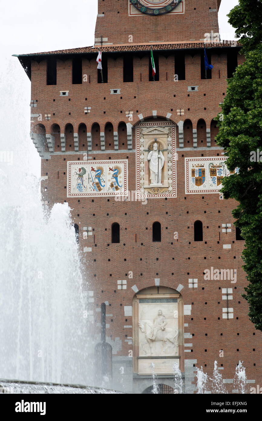 Il Castello Sforzesco di Milano, Lombardia, Italia Foto Stock
