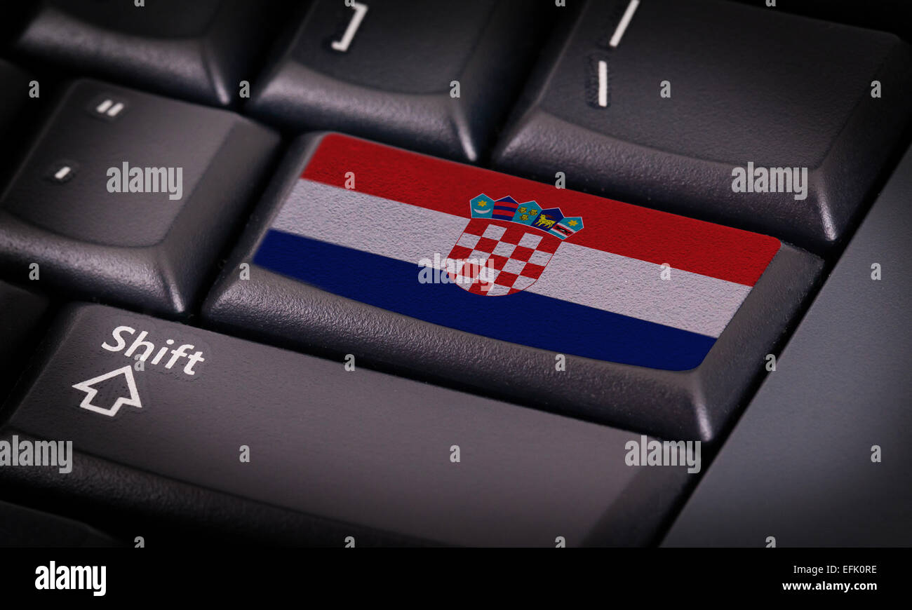 Bandiera sul pulsante tastiera, Bandiera della Croazia Foto Stock