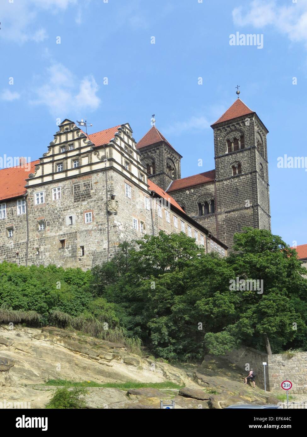 Castello e chiesa di Quedlinburg Foto Stock