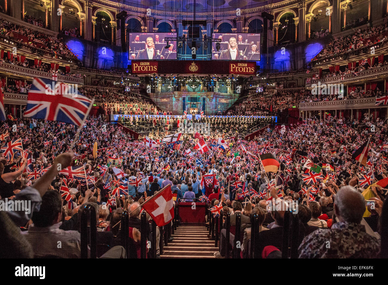 Ultima notte dei Proms alla Royal Albert Hall di Londra, Regno Unito. Foto Stock