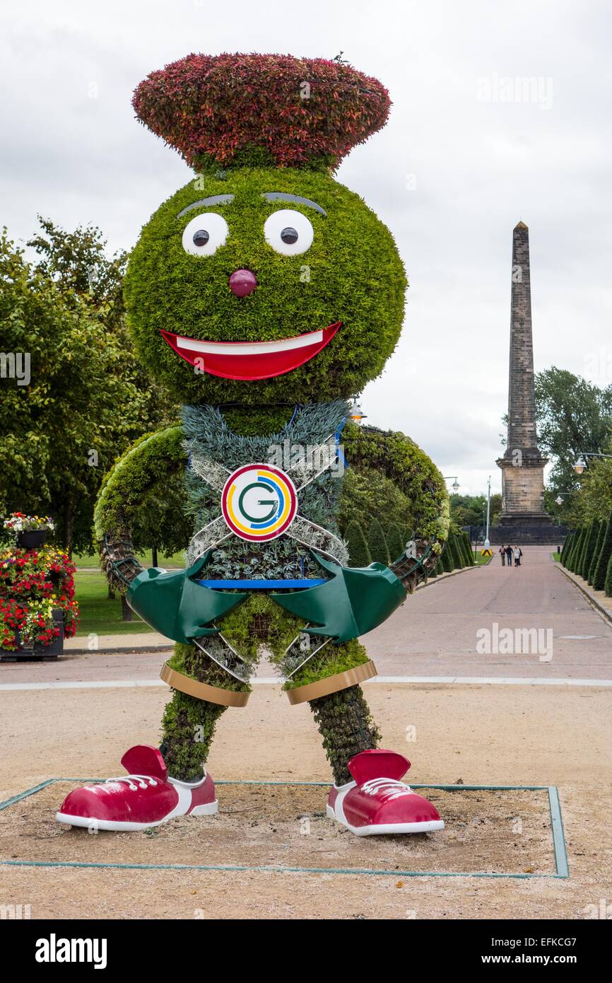 La mascotte (Clyde) per il Glasgow Commonwealth Games 2014 nel verde di Glasgow, Scotland, Regno Unito Foto Stock