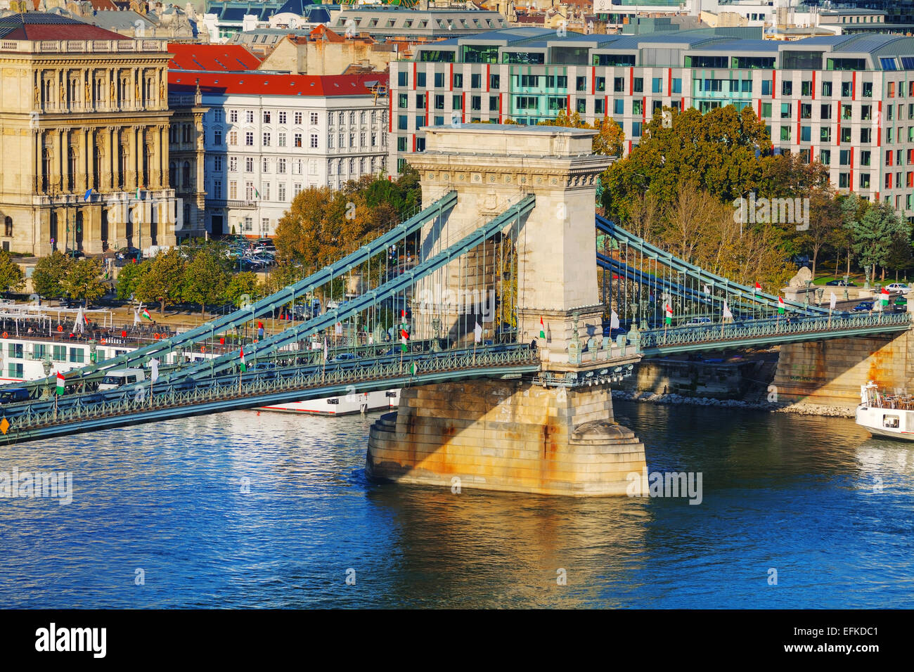 Il Ponte delle catene di Szechenyi a Budapest, Ungheria Foto Stock