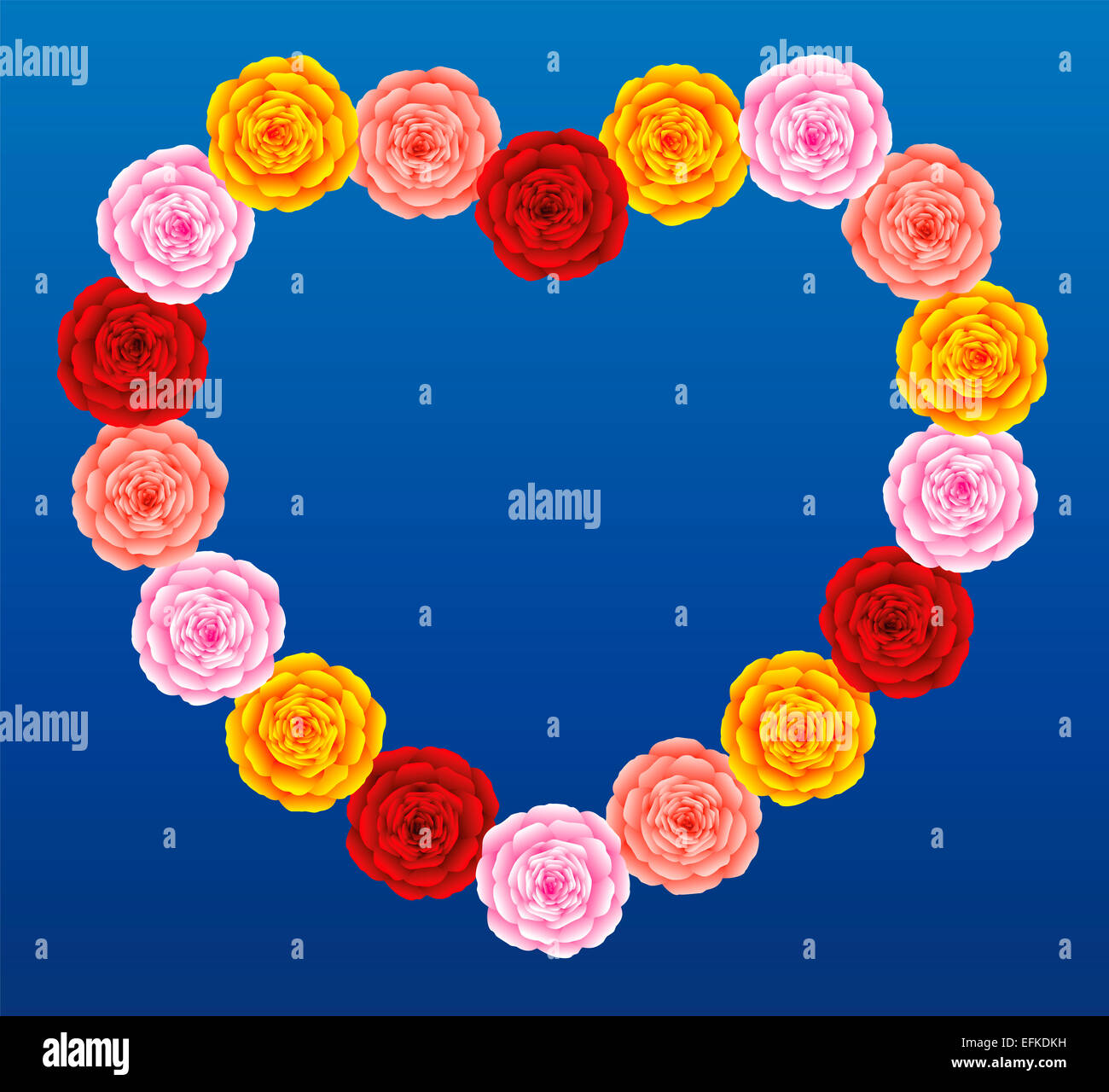 Le rose che formano un cuore colorato. Foto Stock