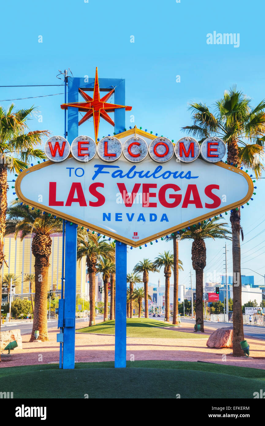 LAS VEGAS - 19 aprile: Benvenuto nella favolosa Las Vegas sign on April 19, 2014 a Las Vegas, Nevada. Foto Stock