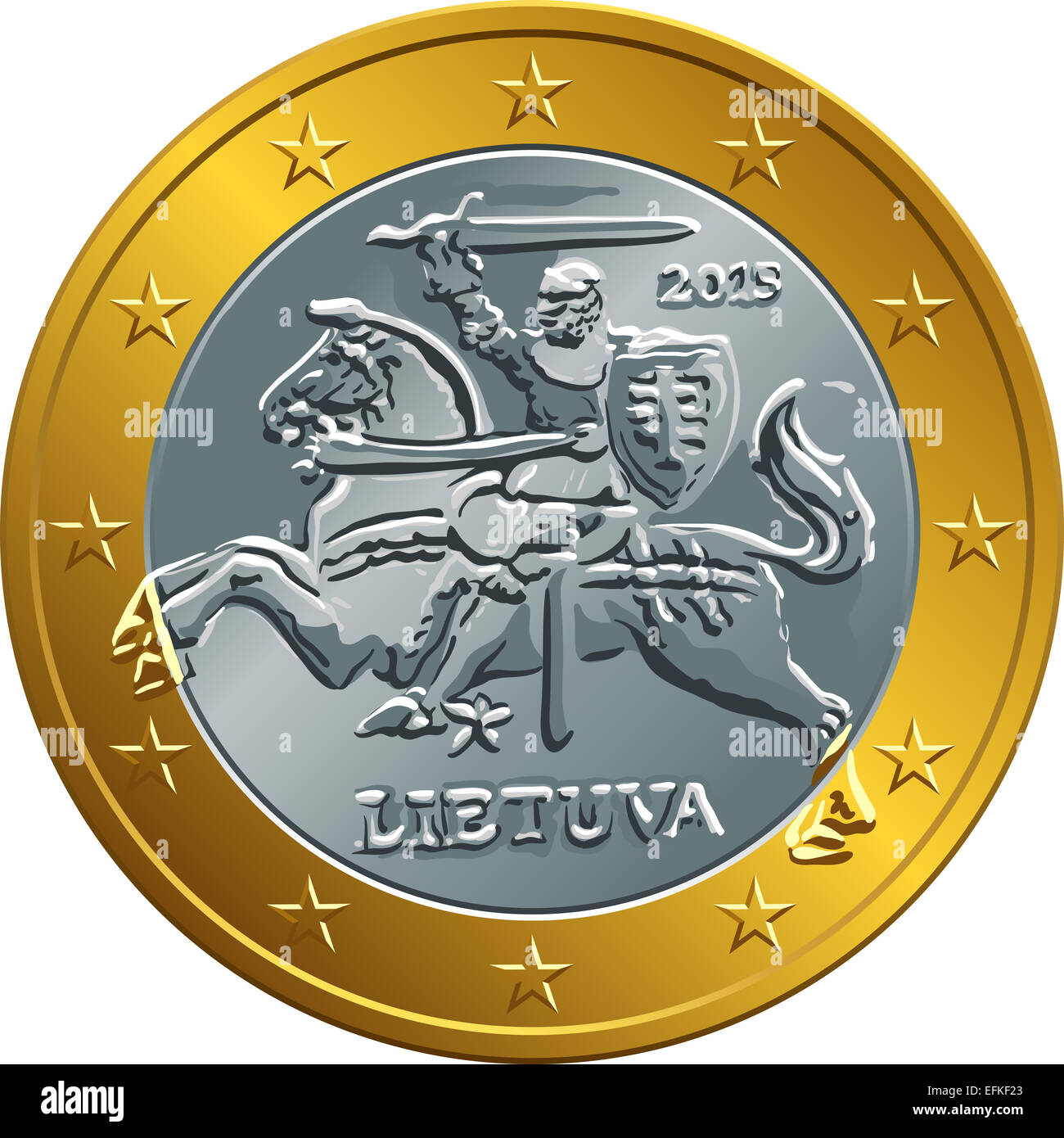 Il lituano euro denaro gold coin Foto Stock