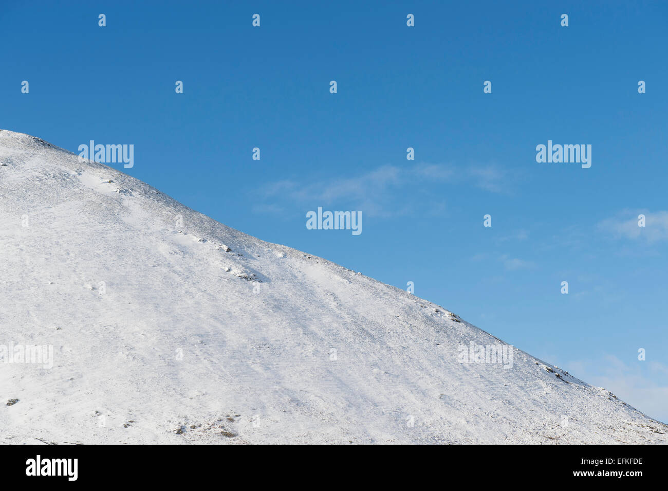 Pendio coperto di neve con il blu del cielo. Scottish Borders, Scozia Foto Stock