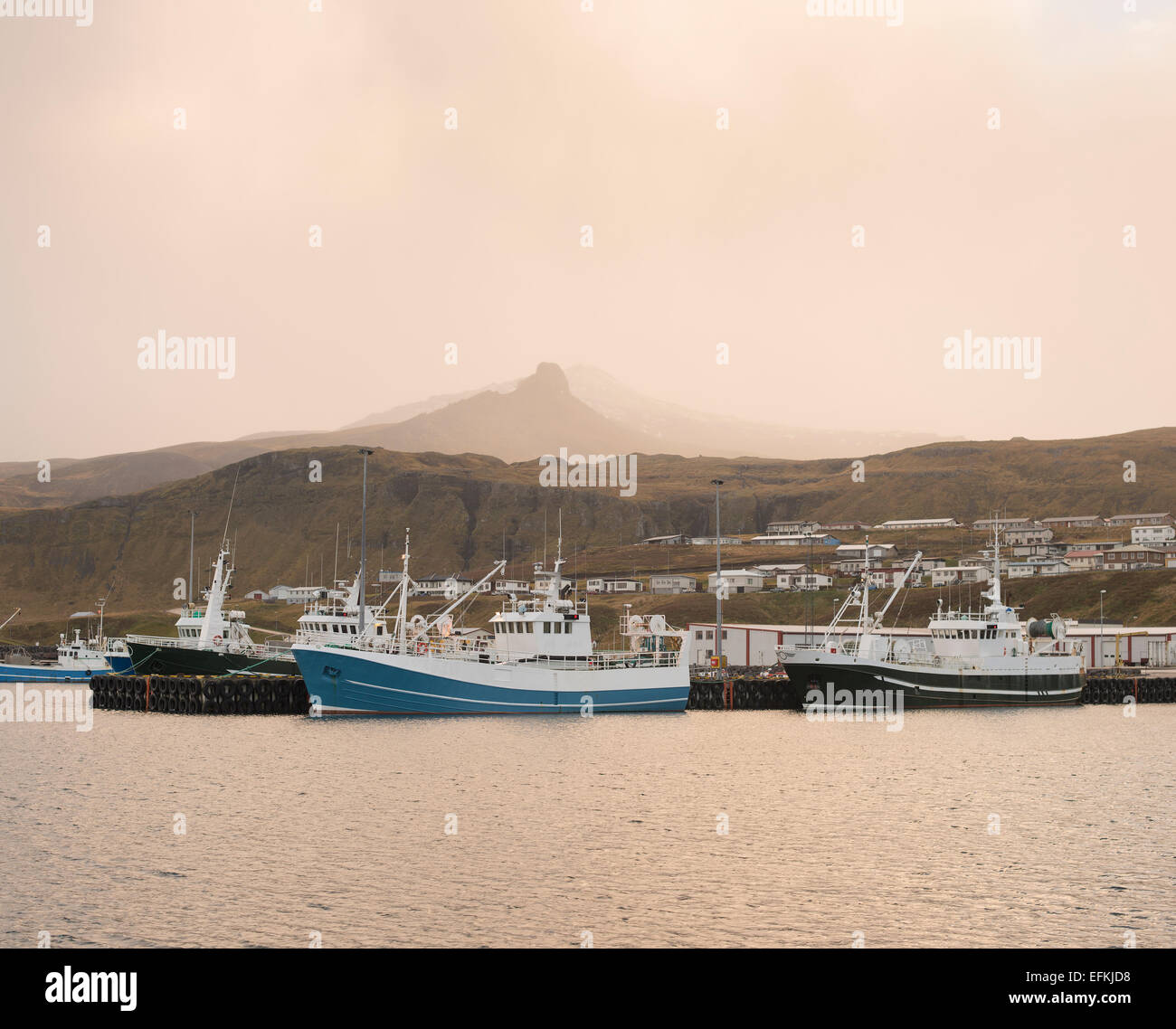 Barche da pesca in porto, Olafsvik, Snaefellsnes, Islanda Foto Stock