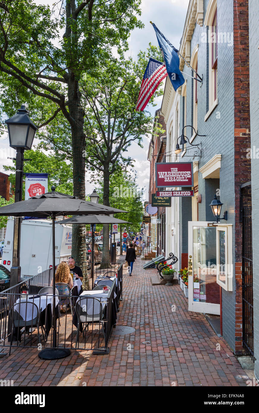 Ristorante su King Street nel centro storico di Alexandria, Virginia, Stati Uniti Foto Stock