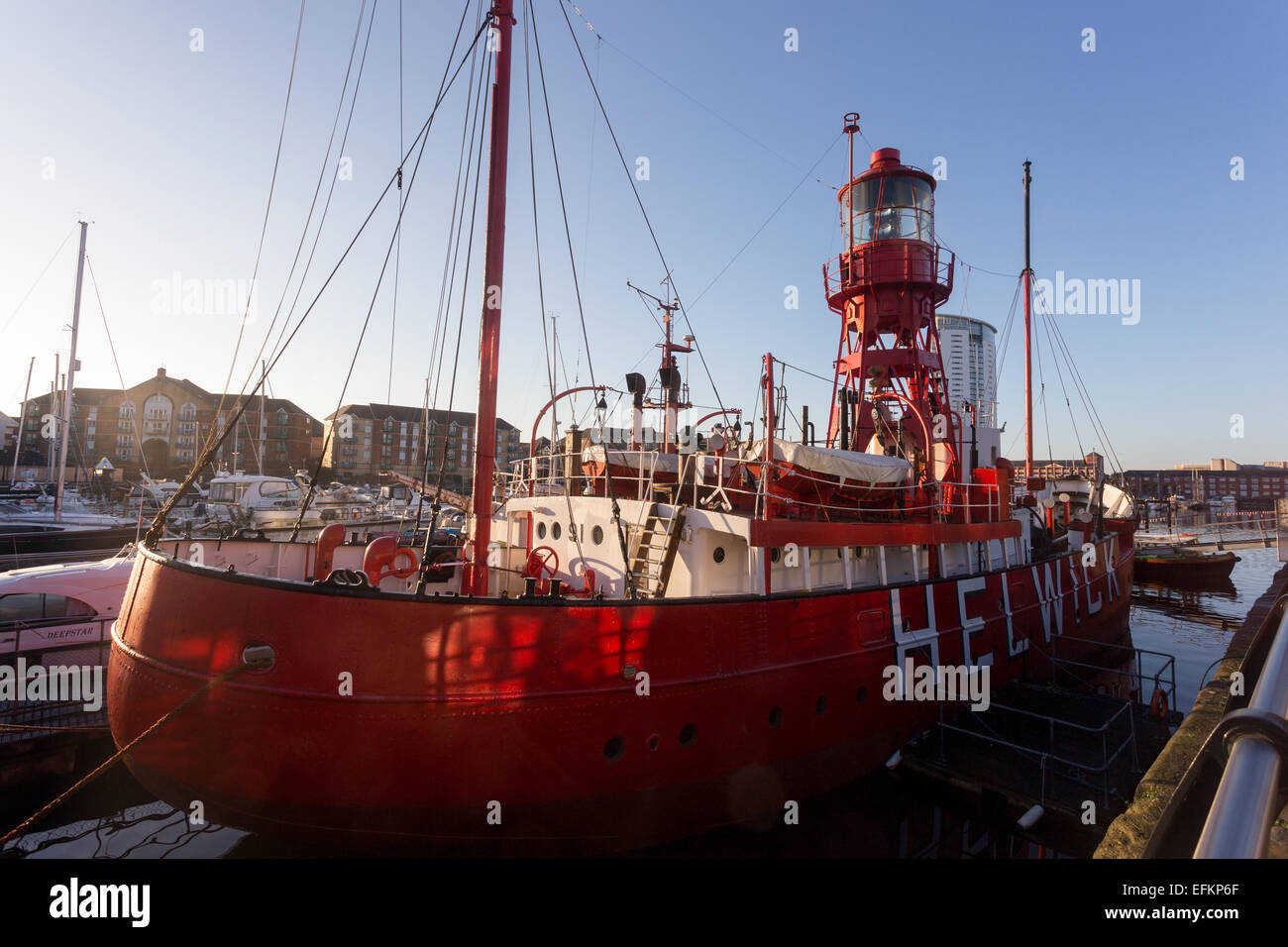 La luce Helwick nave (n. 91), che era ormeggiata sulla pericolosa Helwick sandbank off Port Eynon, vicino a Swansea. Foto Stock