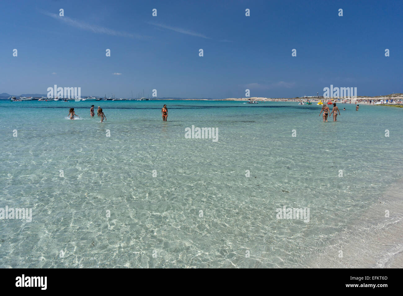 Playa de Ses Illetes, spiaggia, Formentera, isole Baleari, Spagna Foto Stock