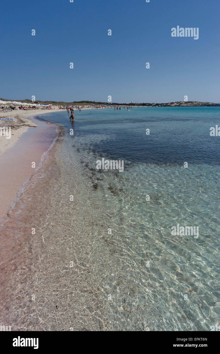 Playa de Ses Illetes, spiaggia, Formentera, isole Baleari, Spagna Foto Stock