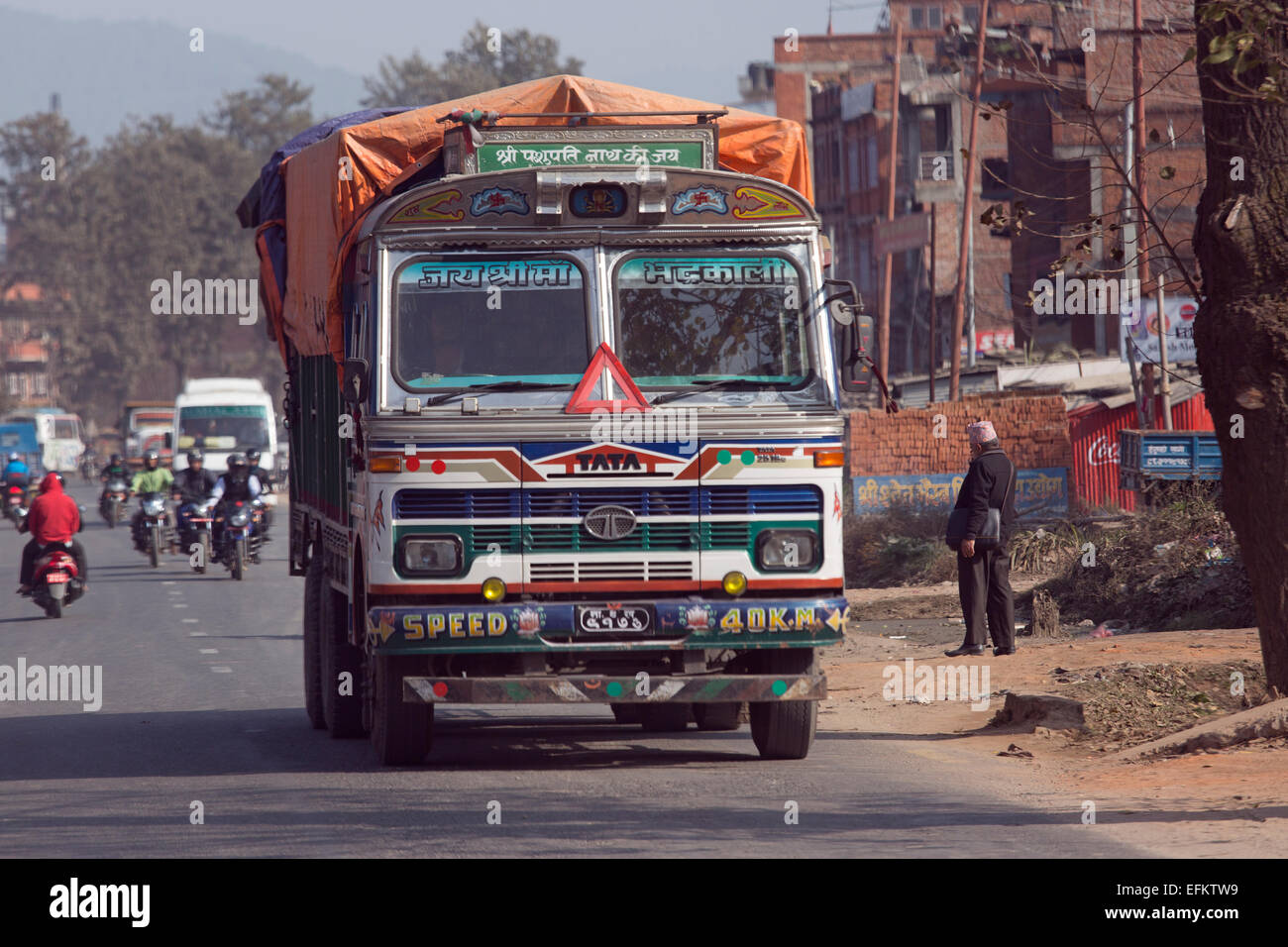La strada principale in Kathmandu capitale del Nepal Foto Stock