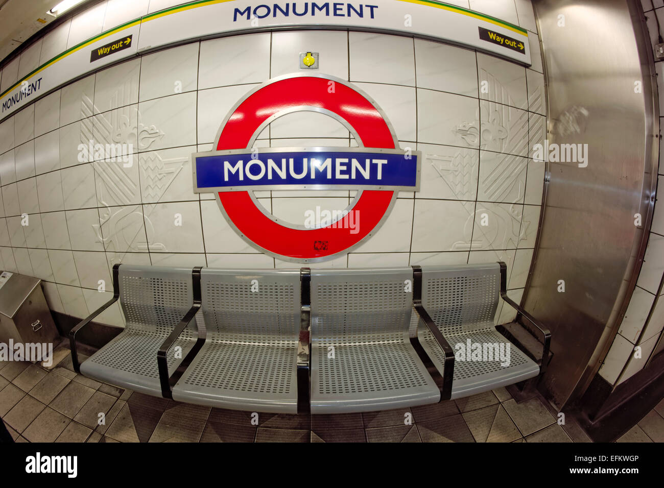Monumento, la stazione della metropolitana, tubo, London , Regno Unito Foto Stock