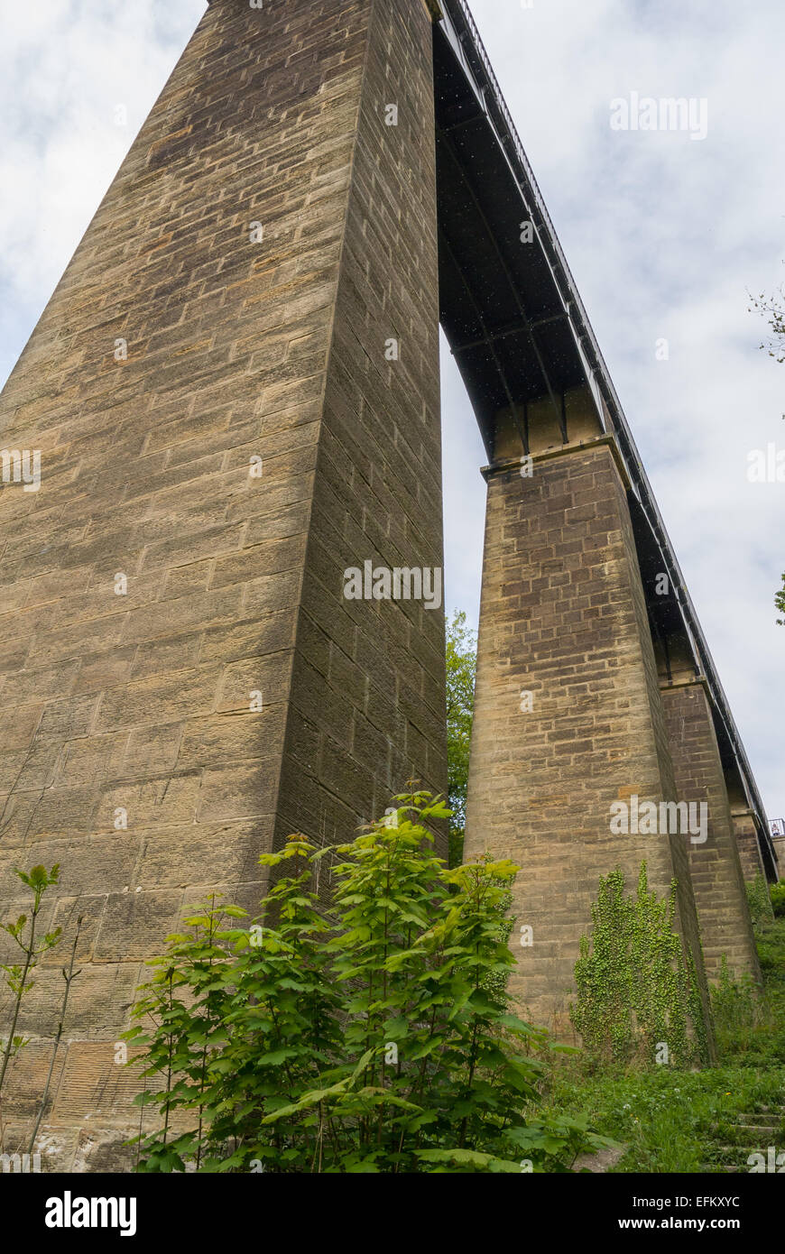 Guardando il Acquedotto Pontcysyllte, Llangollen dal fiume Dee Foto Stock