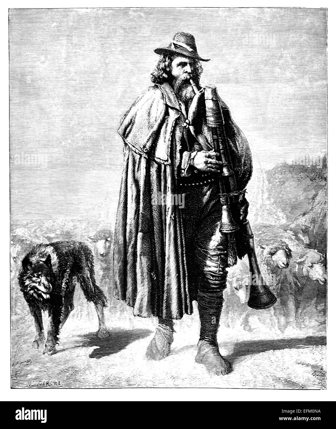 Xix secolo incisione di un italiano di pastore, fotografati da un libro intitolato "Italiano immagini disegnate con penna e matita' Foto Stock