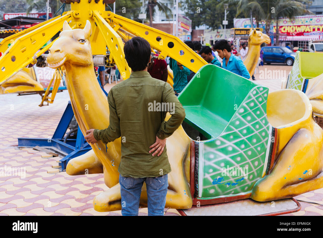 Corsa in Cammello a Numaish-2015 Foto Stock